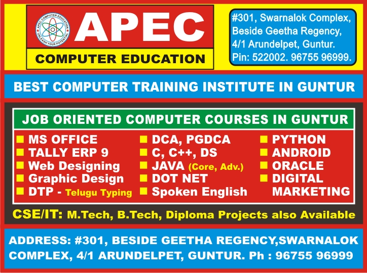 APEC Computer Education - Best Software Training Institute in Guntur